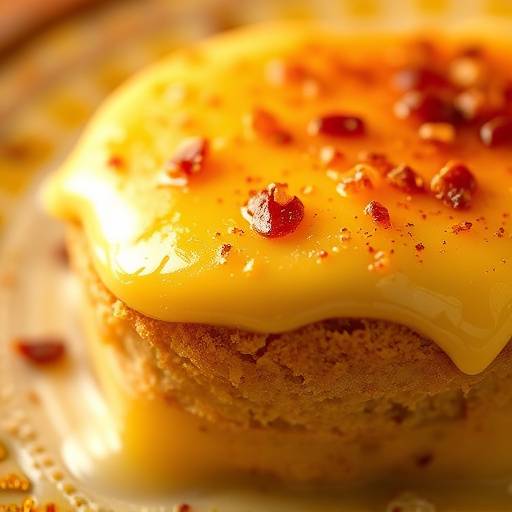 Un plato de Crema Catalana, postre cremoso con una capa de caramelo crujiente.